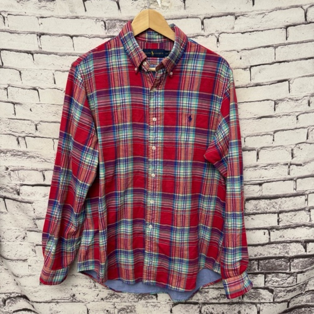 POLO RALPH LAUREN Double-Faced Red Plaid Shirt SZ L